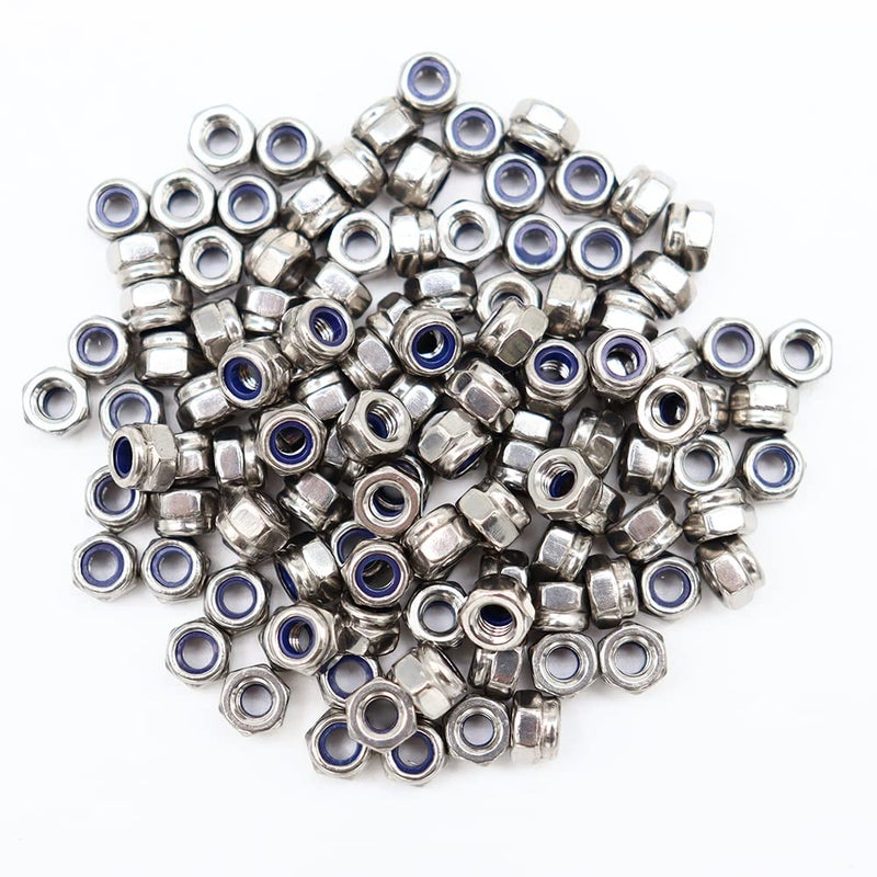 STORMCUBE M4x0.7mm Nylon Insert Hex Lock Nuts 120 Pack 304 Stainless Steel DIN985 Self-Locking Nylon Lock Nuts Plain Finish for Industrial Construction Fasteners - Image 3